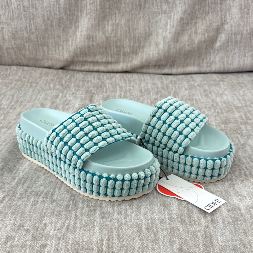 Cider Blue Platform Slide Sandals